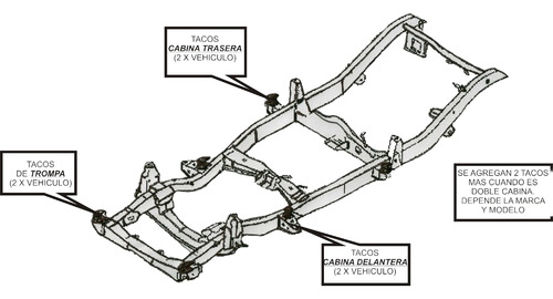 Conjunto Soporte/ Taco De Cabina Ford Ranger Doble Cabina