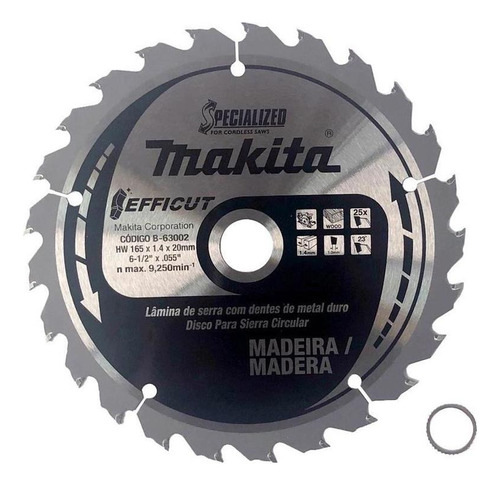 Disco de sierra circular Makita Efficut, 165 x 20 mm, 25d B-63002