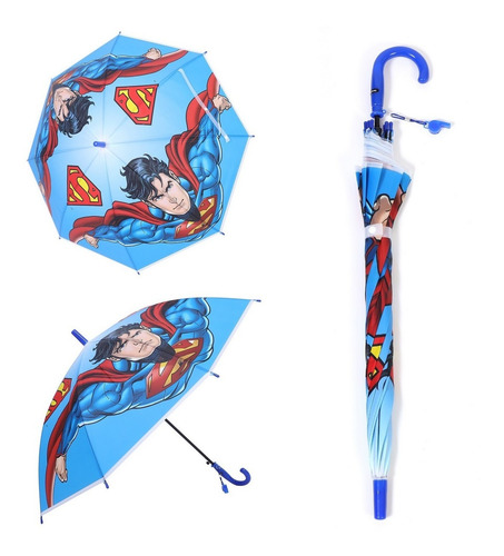 Imagen 3 de 6 de Paraguas Infantil Superman Dc Original New Ar1 4973 Ellobo