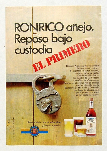 Publicidad Antigua Mexicana De Ron Rico, De 1976