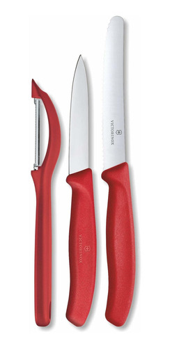 Victorinox Cuchillo De Pelar, Set De 3, Rojo