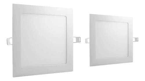 2 Painel Led Plafon 18w Quadrado Embutir 3000k 22x22cm Biv 110v/220v