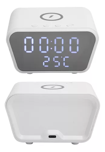 OEM RELOJ DESPERTADOR DIGITAL CON CARGADOR INALAMBRICO BLANCO