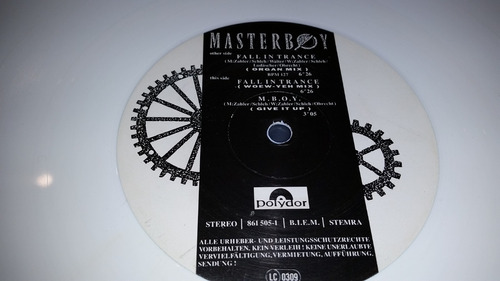 Masterboy Fall In Trance Disco Blanco Tapa Negra Vinilo Maxi