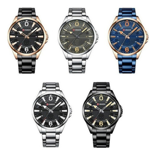 Relojes De Cuarzo Inoxidable Curren Casual Para Hombre Color Del Bisel Silver Black