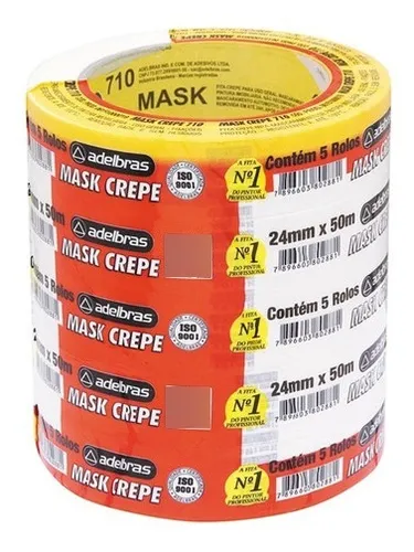 comprar Adelbras fita crepe 24mm x 50m kit 5 rolos uso geral pintura branco