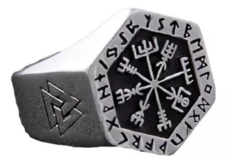 Anillo Compas De Odin Hexagonal Viking Nordico @poppe.arg