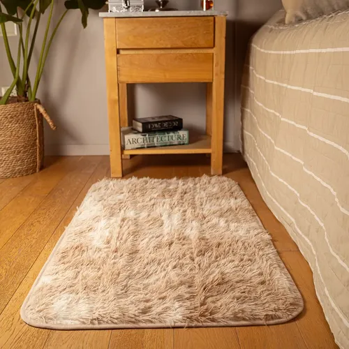 Alfombra 100x60 Cm Peluda Pie / Costado De Cama Dormitorio