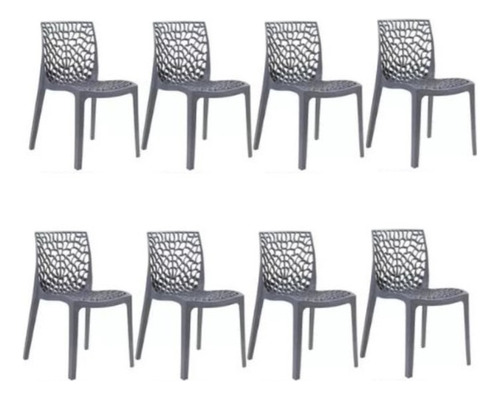 Cadeiras Gruvyer Multiuso Para Area De Lazer N/ Estofada Estrutura Da Cadeira Cinza Assento Cinza Desenho Do Tecido Cinza