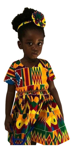 Niños Bebé Niña Estampado Étnico Africano Manga Corta Prince