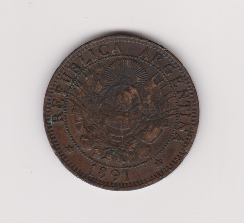 Moneda Argentina 2 Ctvs Año 1891 Excelente ++