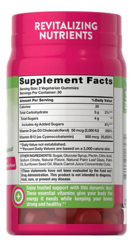 Nature's Truth Suplemento de Vitamina D3 + B12 60 gomitas para 1 mes