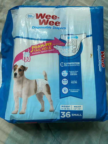 Wee Wee Diapers Small 36u Pañales Desechables Para Perros