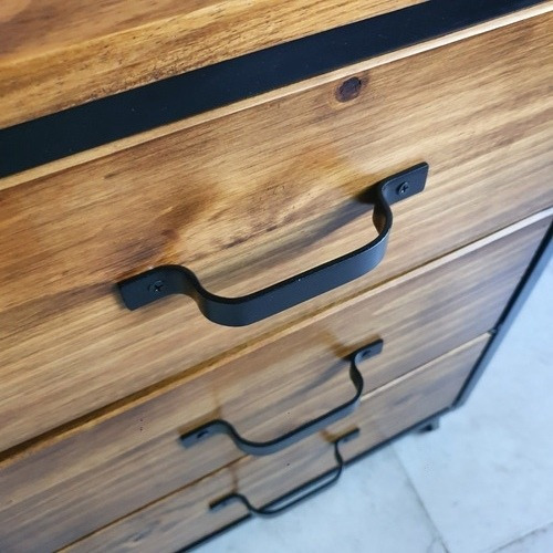 Imagen 3 de 7 de Cajonera Industrial Escritorio Pc Ruedas Movil Hierro Madera