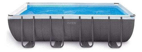 Piscina estructural rectangular Intex 26356 con capacidad de 17203 litros de 549cm de largo x 274cm de ancho  gris oscuro diseño mosaico