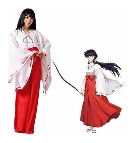 Anime Japonés Kikyo Miko Kimono Cosplay Bruja Disfraz