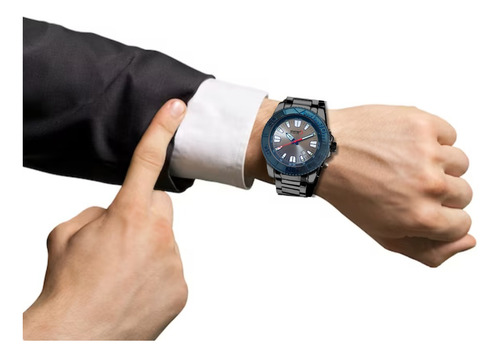 Reloj Steiner Analogo Extensible Acero Inoxidable Dial 3atm Correa Gris oscuro Fondo Negro