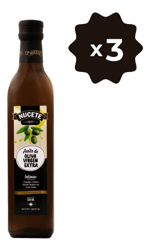 Imagen 1 de 3 de Combo Aceite De Oliva Virgen Extra Intenso Bot 500 Ml X 3