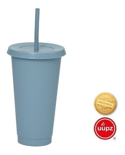 10 Vasos Reusables Con Popote Para Cafe Frio 24 Oz Color Azul pastel