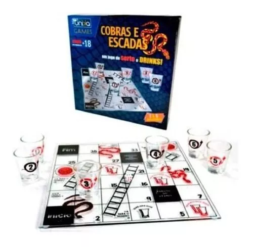 Jogo Cobras E Escadas Drinks 33X33 Cm 6 Copos Shot - Unika