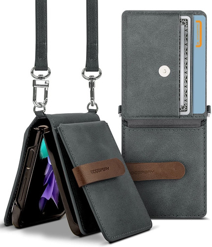 Imagen 1 de 8 de Funda Cartera Tarjetero Desmontable Correa Galaxy Z Flip3