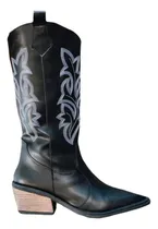 Comprar Bucaneras Botas Texanas Bordada Caña Alta Dama Cómodas Taco