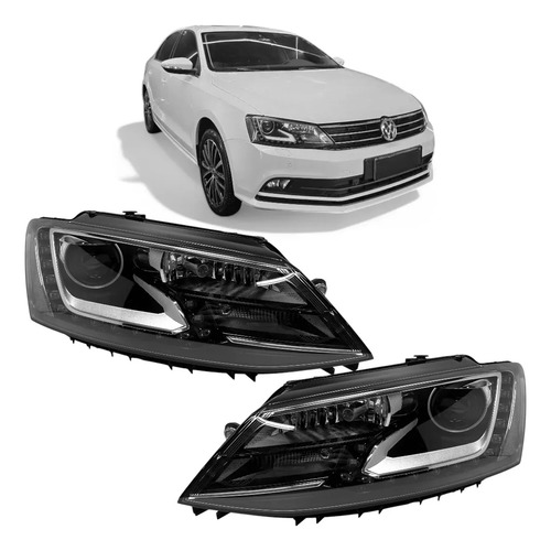 Par Farol Para Jetta 2011 12 13 14 16 17 2018 Led Com Xenon