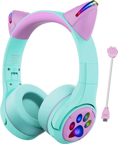 Auriculares Bluetooth Con Luz Led Y Micrófono Para Niños