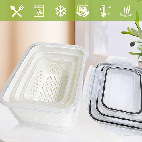 Contenedor De Verduras Con Filtro De Agua En Nevera 3pcs