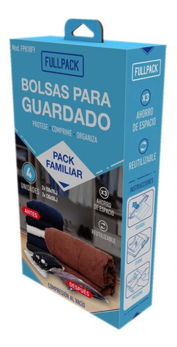 Imagen 3 de 4 de Set 4 Bolsas P/ Guardar Ropa Al Vacío Pack Familiar Fullpack