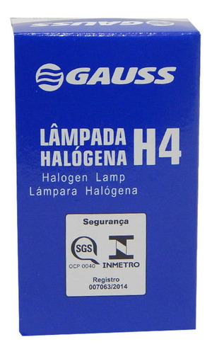 Imagem 4 de 4 de Kit C/ 10 Lâmpadas Automotivas Gauss H4 60/55w Halógena 12v