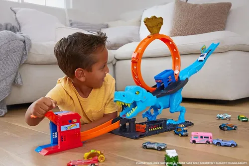 Conjunto De Trilhas De Brinquedo Hot Wheels City T-rex Chomp