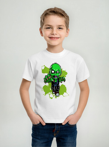 Playera Halloween Zombie Verde Diseño 71 Playera Beloma