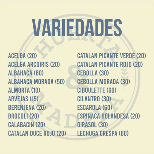 Imagen 2 de 5 de Packs De Semillas X15 Variedades. Semillas A Elección
