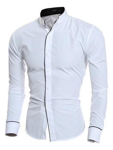 Camisa Casual Slim Fit De Color Sólido Para Hombre Moda 2022