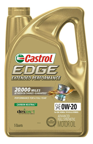 Aceite Castrol Edge 0w20 Extended Performance 4.73 Litros
