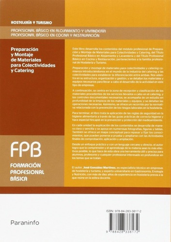 Preparación Y Montaje De Materiales Para Colectividades Y Catering, De José González Martínez. Editorial Paraninfo En Español