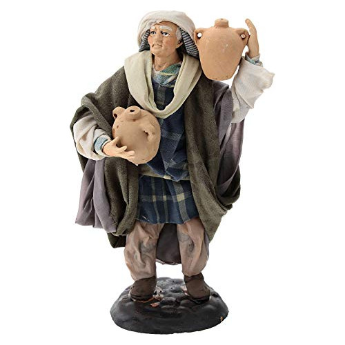 Figura De Belén Napolitano, Hombre Con Ánfora, 18 Cm