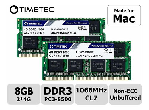 Memoria Ram 8gb 2x4gb Ddr3 1066mhz Pc3-8500 Para Macbook