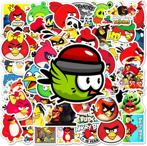 50 Stickers Angry Bird De Dibujos - Etiquetas Autoadhesivas