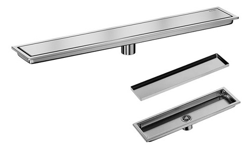 Coladera De Acero Baño Inoxidable Invisible Desagüe 10x60cm