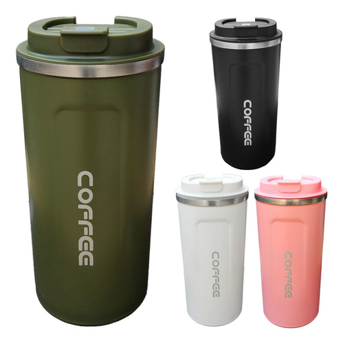 Termo Portatil Cafe Mug Vaso Termico Coffee 510ml Inoxidable Verde Oscuro
