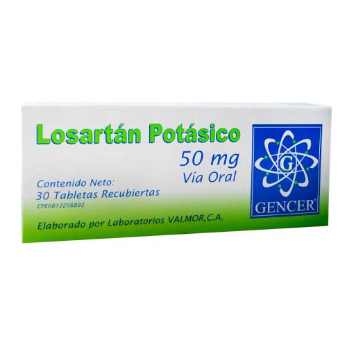 Losartan Potasico (gencer) 50mg X 30 Tab Recubiertas