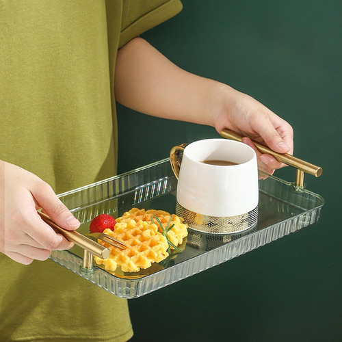 V Bandeja De Servicio Rectangular Con Asas For Mesa De Café