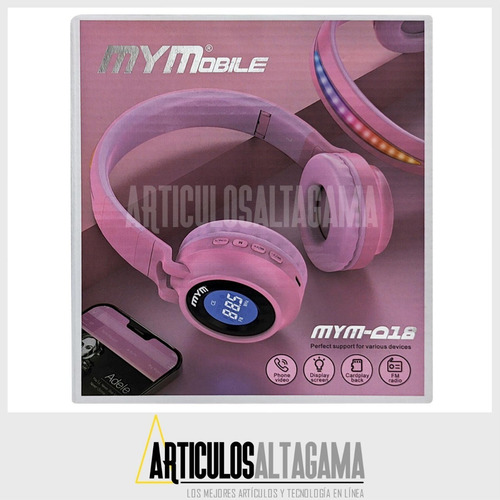 Audífonos Diadema Bluetooth Fm Micro Sd Luces Pantalla