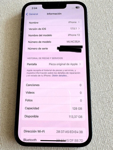 Apple Iphone 13 (128 Gb) - Azul Impecable 99% Bateria Azul (Usado)