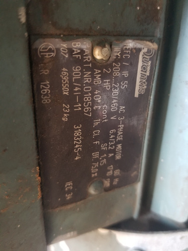 Motor Con Freno Quantis Nr.018567. 2 Hp. 220-440 V. 1710 Rpm