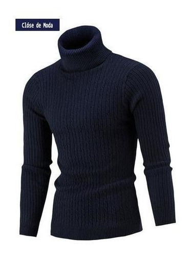 Imagen 5 de 10 de Camiseta De Punto Los Hombres Invierno Cuello Tortuga Manga