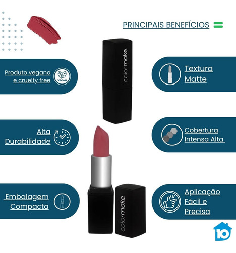 Batom Colormake Matte Longa Duração Alta Cobertura Profissio
