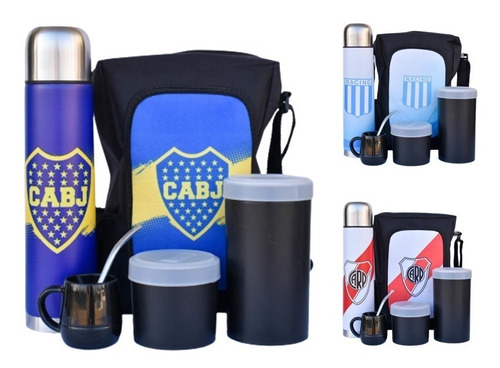 Set De Mate Futbol Racing River Boca C/ Bolso, Termo, Yerber